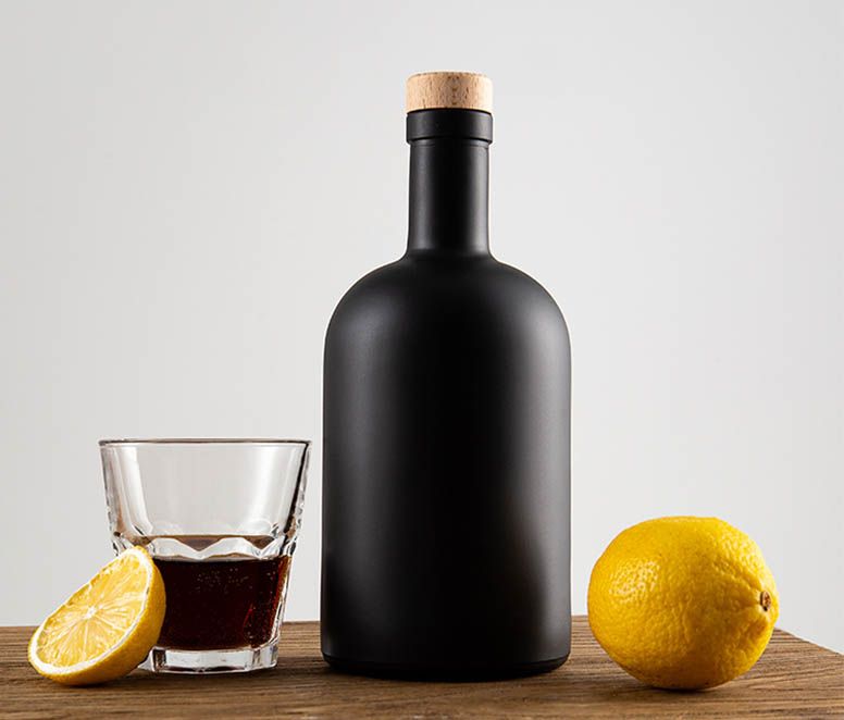 Frost Black Corked 500ml 750ml Nordic Glass Spirit Bottle
