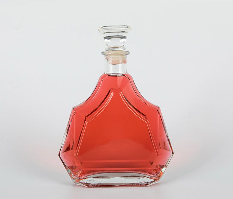 Flat Clear 700ml Cognac Brandy Glass Bottle with Stopper