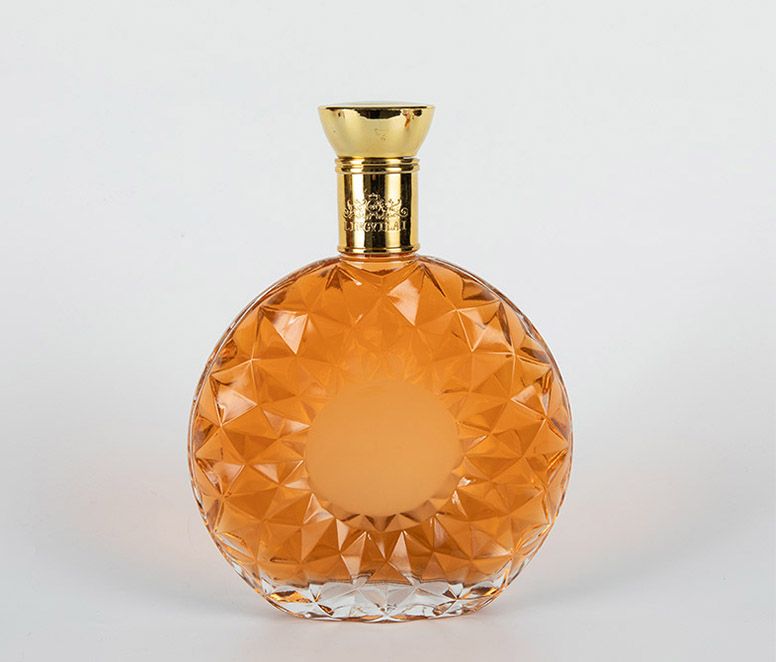 750ML Flat Customized XO Cognac Glass Bottle with Stopper