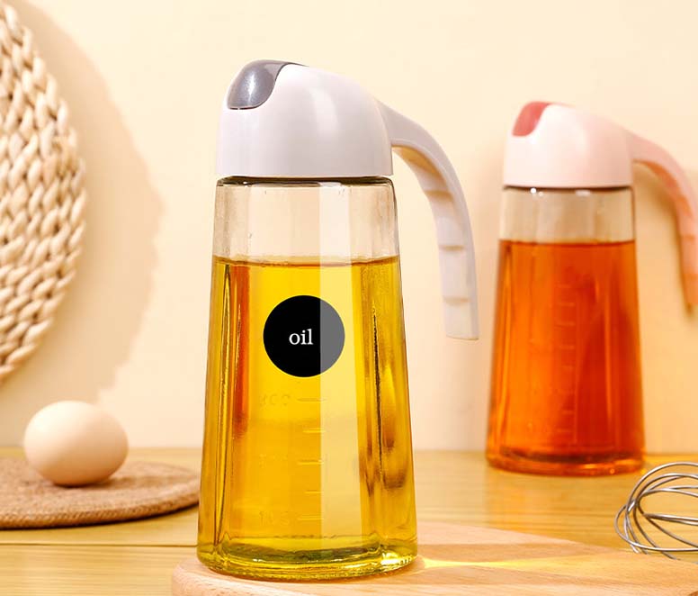 630ml Gravity Auto Open Close Olive Oil Glass Bottle with Pourer
