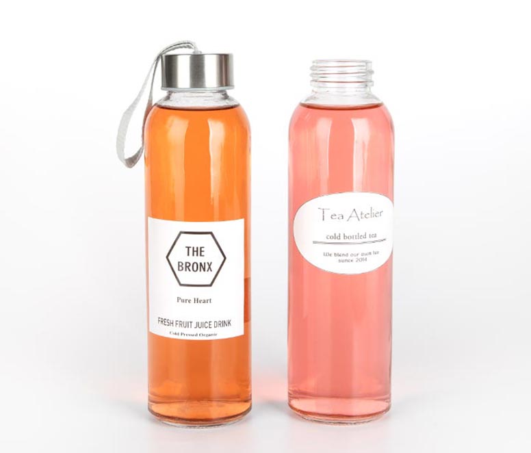 16oz Portable Water Glass Bottle with Stainless Steel Cap
