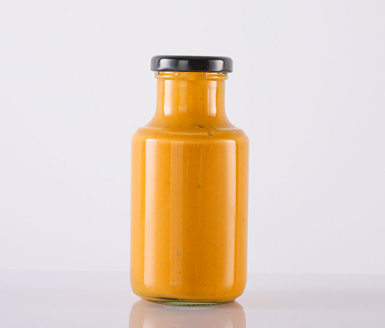 250ml Stout Round Mustard BBQ Sauce Glass Bottle