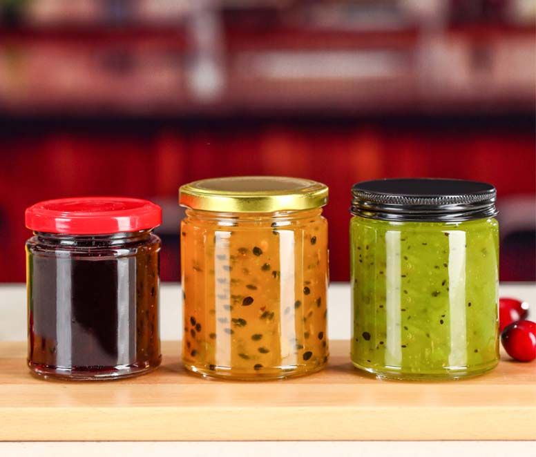 4 oz 8 oz 16oz Straight Side Glass Jam Storage Jars with Metal Caps