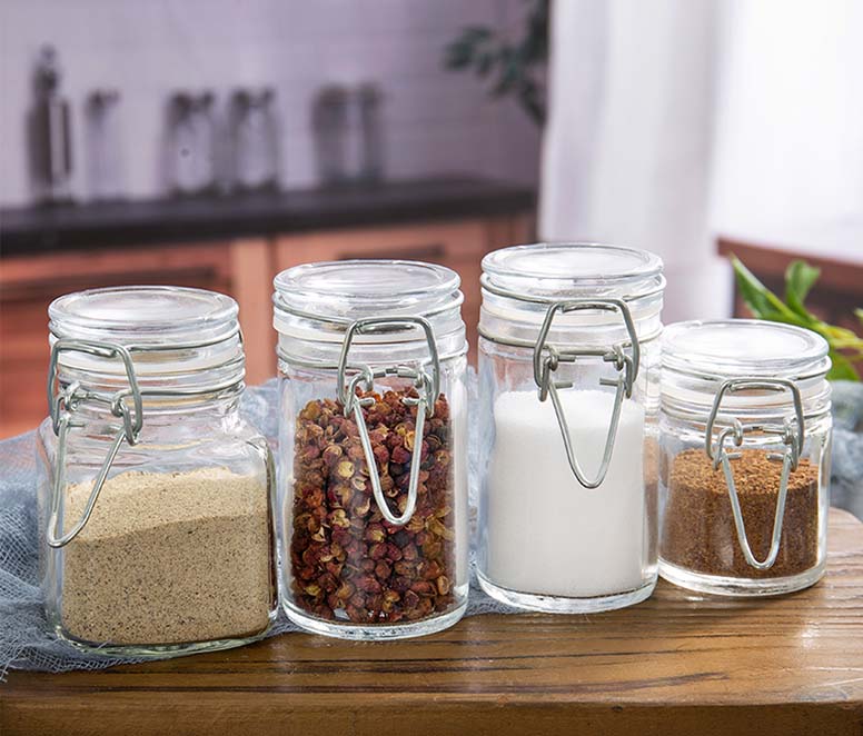 Airtight Dry Food Glass Storage Jars with Clamp Lids Exporter China