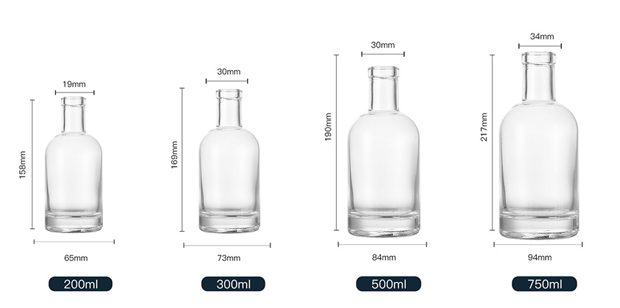 Custom Label 75CL Nordic Glass Vodka Bottle with Cork
