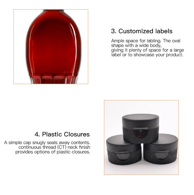 200ml 250ml 375ml 500ml Flat Maple Syrup Glass Bottle