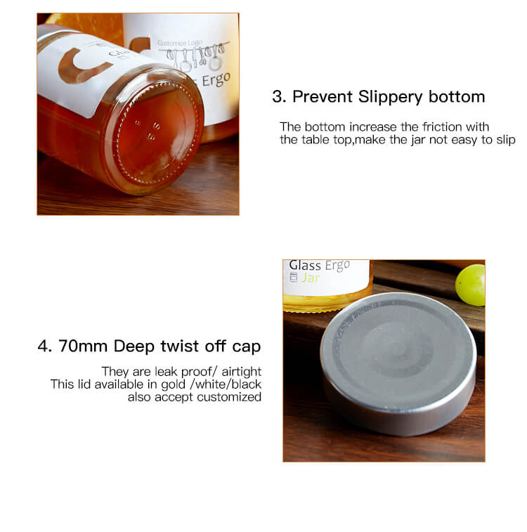 DT Lug Lid 121ml 156ml Ergo Glass Honey Jar with Label