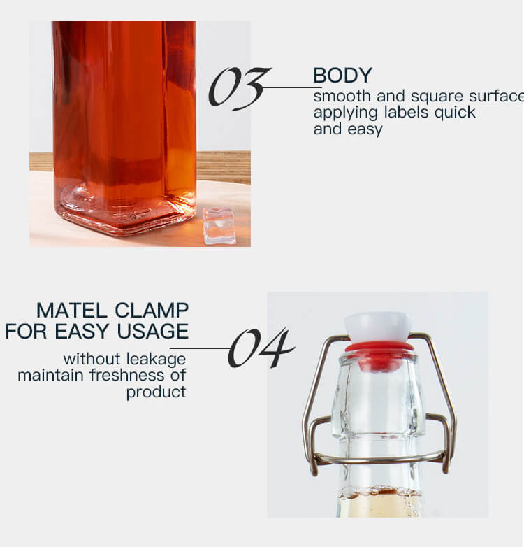 250ml 500ml 750ml Swing Top Beverage Glass Bottles