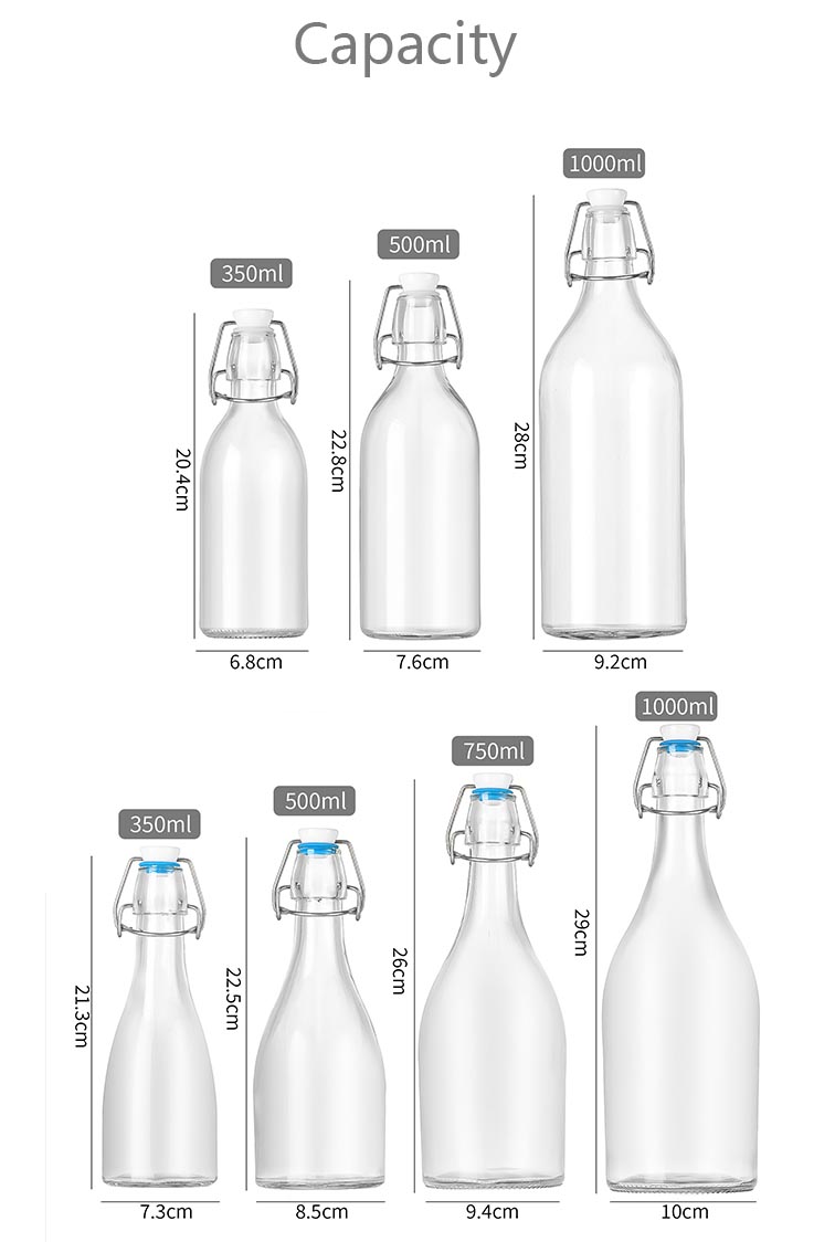 Beverage Flip Top Glass Bottles with EZ Cap