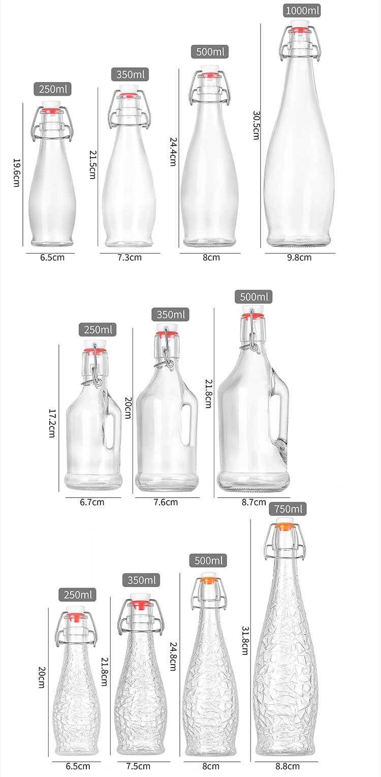 Beverage Flip Top Glass Bottles with EZ Cap