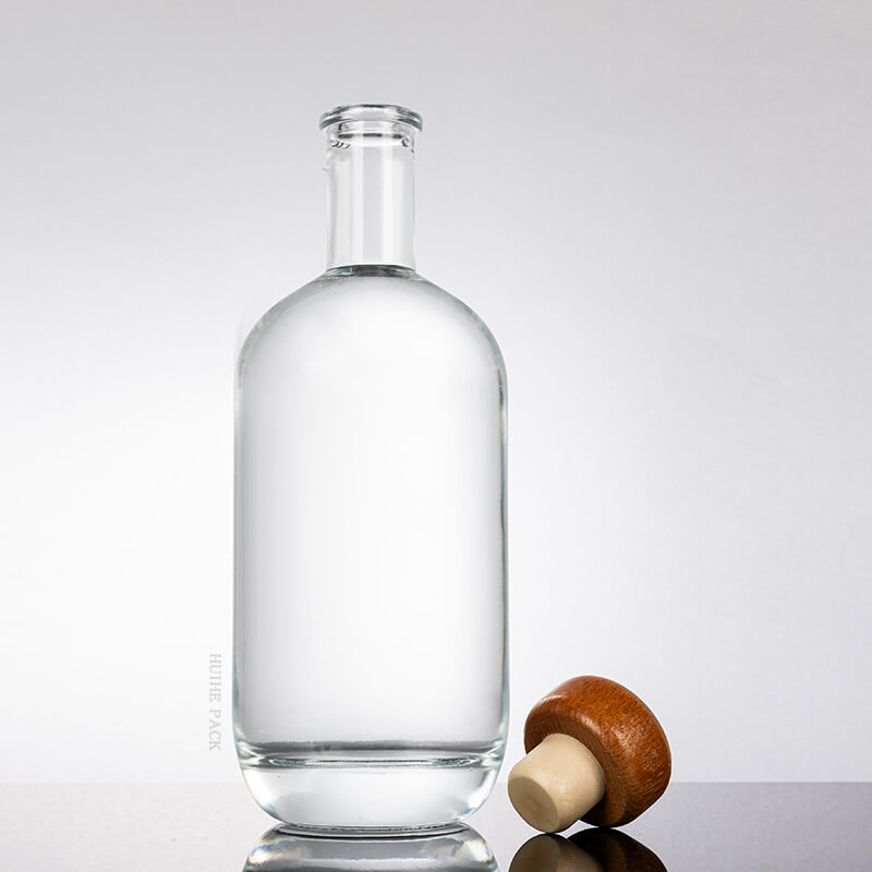 500ml Cylinder Round-shoulder Glass Vodka Whiskey Bottle with Cork