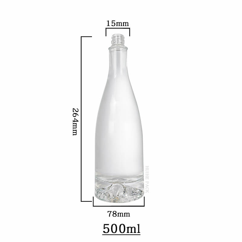 500ml Thick-bottom Clear Glass Whisky Bottle in Stock