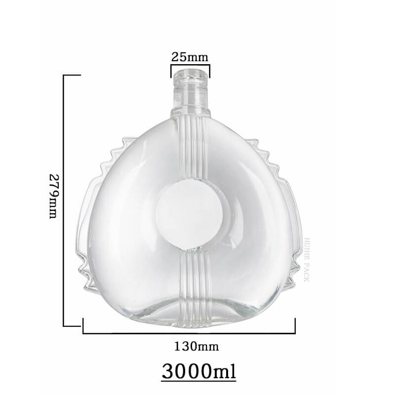 1000ml High-end Clear Glass Brandy Spirit Liquor Bottle