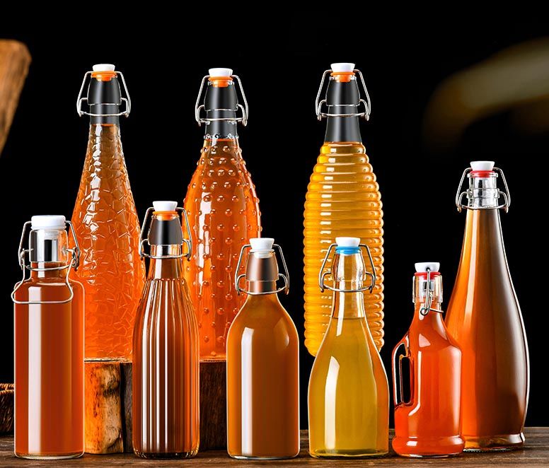 Beverage Flip Top Glass Bottles with EZ Caps