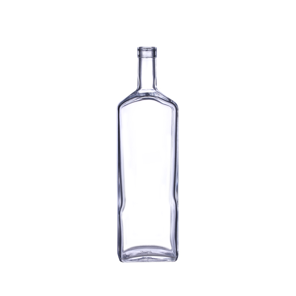 750 ml Clear Glass Flat Liquor Bottle