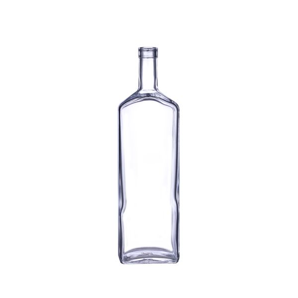 750 ml Clear Glass Flat Liquor Bottle