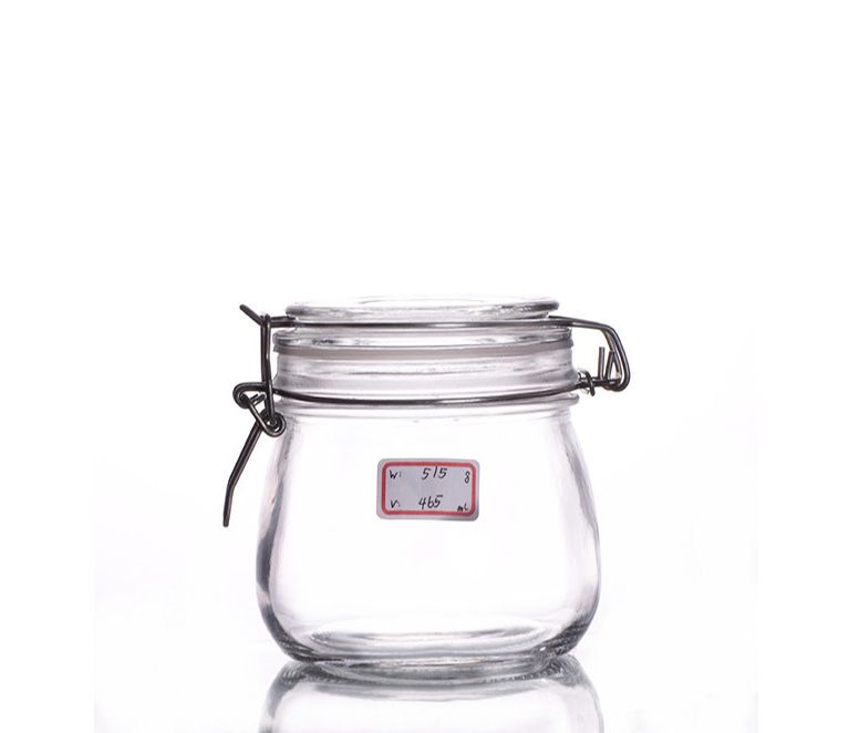 glass jar with lid clasp