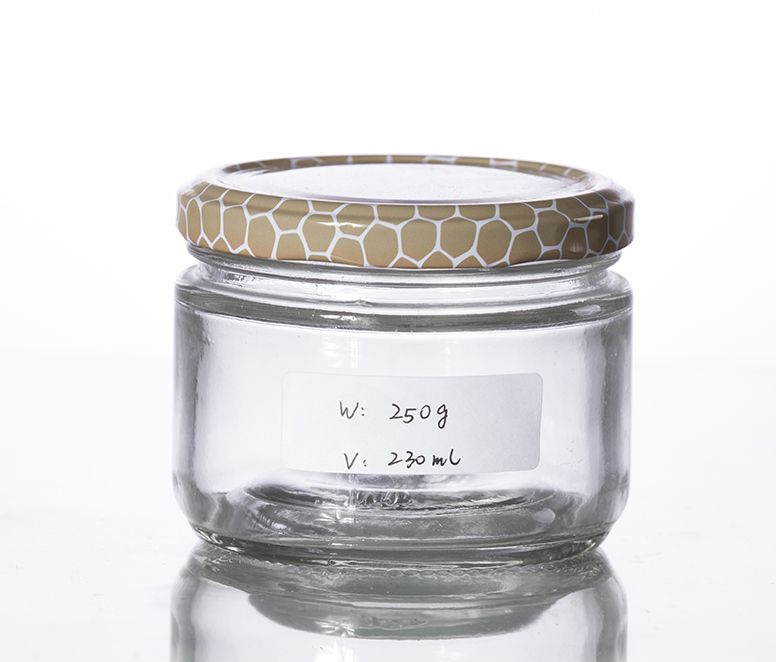 200ML empty glass jam jar with tin plate cap