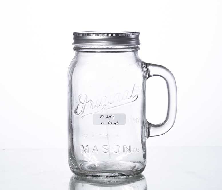 900ML embossed big mason jar with handle