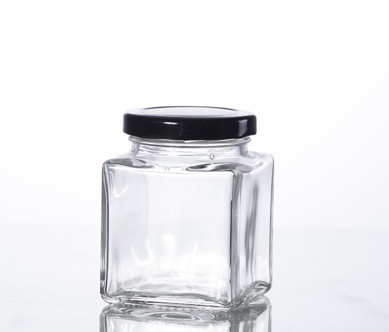 200ML classic square glass jam jar
