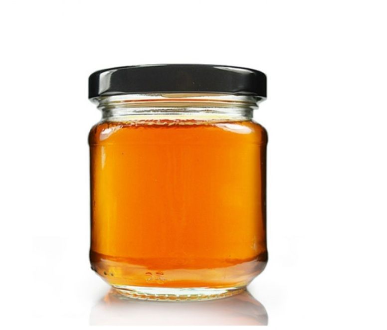 Glass HoneyJar With Golden Lids for Honey Bee