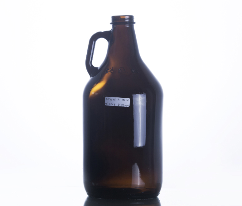 64OZ Big Amber Glass Jug With Finger Handle